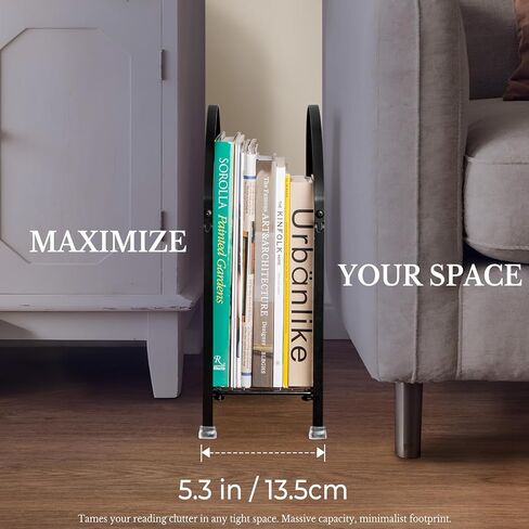 حامل مجلة Puersi FreeStanding - تصميم حقيبة يد Modern Touch ، Magazine Organizer Metal Rack for Books ، Record Vinyl ، Newspaper (Gold) in Kuwait