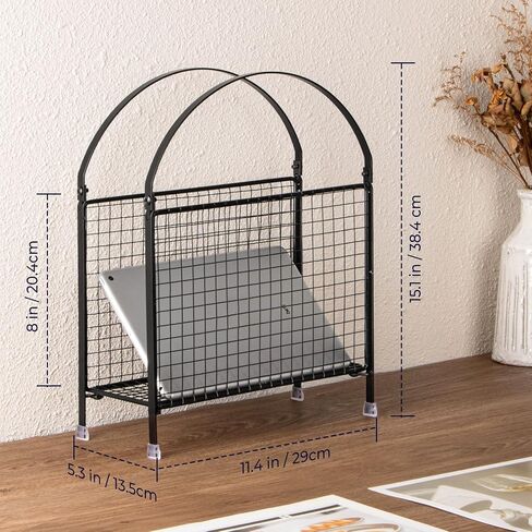 حامل مجلة Puersi FreeStanding - تصميم حقيبة يد Modern Touch ، Magazine Organizer Metal Rack for Books ، Record Vinyl ، Newspaper (Gold) in Kuwait
