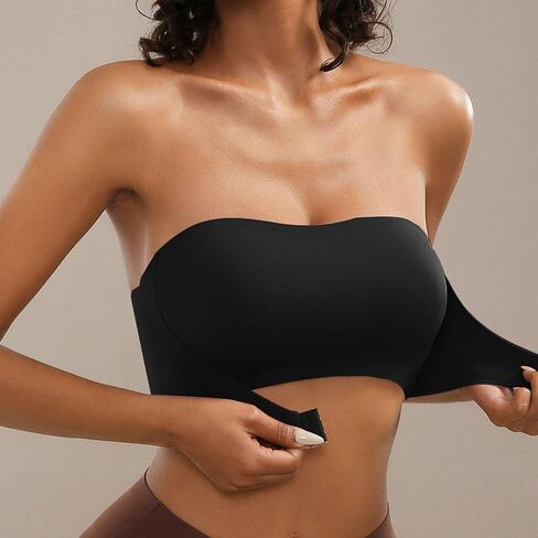 Strapless Bras for Women No Underwire Non-Slip Bandeau Tube Top Push Up Wirefree Backless Breathable Everyday Bra in Saudi Arabia
