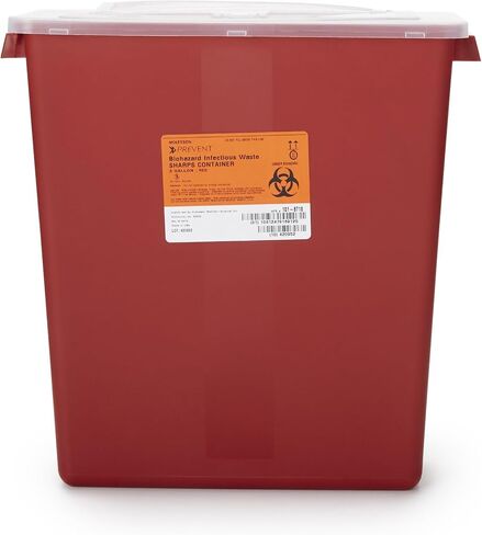 McKesson Sharps Container, Stackable, Locking Lid, Red, 3 gal, 12 in x 6 in x 13.5 in (L x D x H), 12 Count in Saudi Arabia