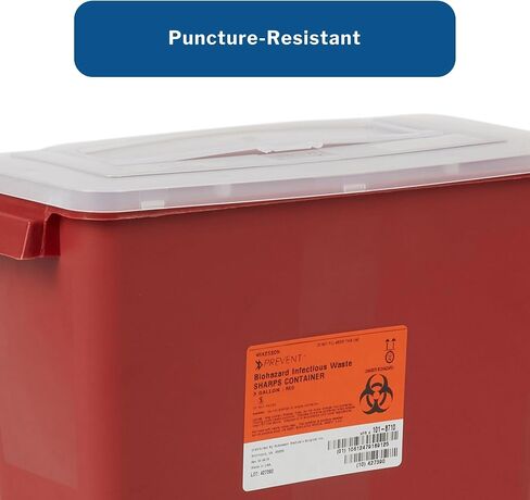 McKesson Sharps Container, Stackable, Locking Lid, Red, 3 gal, 12 in x 6 in x 13.5 in (L x D x H), 12 Count in Saudi Arabia