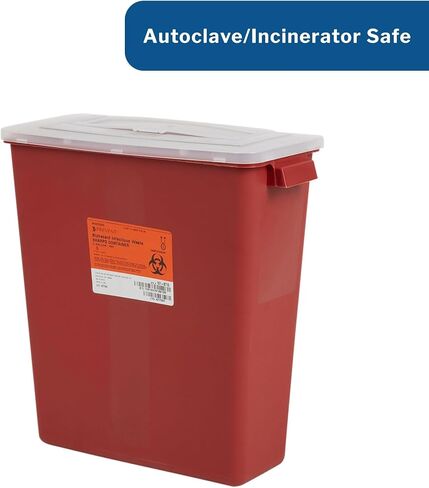 McKesson Sharps Container, Stackable, Locking Lid, Red, 3 gal, 12 in x 6 in x 13.5 in (L x D x H), 12 Count in Saudi Arabia