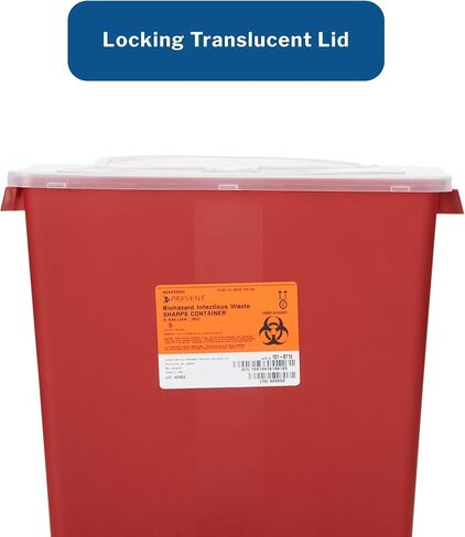 McKesson Sharps Container, Stackable, Locking Lid, Red, 3 gal, 12 in x 6 in x 13.5 in (L x D x H), 12 Count in Saudi Arabia