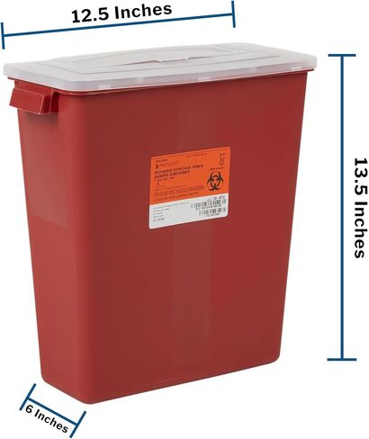 McKesson Sharps Container, Stackable, Locking Lid, Red, 3 gal, 12 in x 6 in x 13.5 in (L x D x H), 12 Count in Saudi Arabia