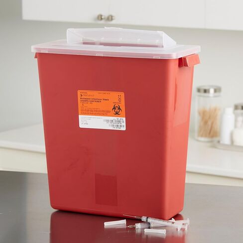 McKesson Sharps Container, Stackable, Locking Lid, Red, 3 gal, 12 in x 6 in x 13.5 in (L x D x H), 12 Count in Saudi Arabia