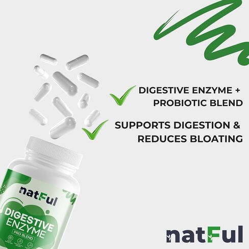 Digestive Enzyme Supplement with Probiotics Broad Spectrum Digestive Support with Makzyme-Pro, Lactase, Bromelain, Papain – 60 Vegan Capsules – Relieves Bloating, Gas, and Supports Gut Health in Saudi Arabia