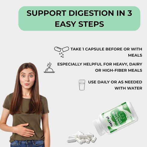 Digestive Enzyme Supplement with Probiotics Broad Spectrum Digestive Support with Makzyme-Pro, Lactase, Bromelain, Papain – 60 Vegan Capsules – Relieves Bloating, Gas, and Supports Gut Health in Saudi Arabia