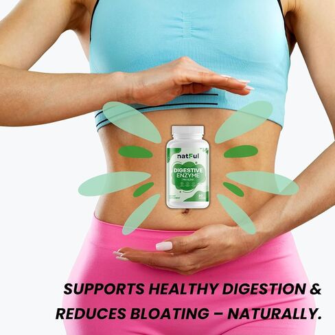Digestive Enzyme Supplement with Probiotics Broad Spectrum Digestive Support with Makzyme-Pro, Lactase, Bromelain, Papain – 60 Vegan Capsules – Relieves Bloating, Gas, and Supports Gut Health in Saudi Arabia