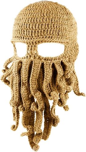 Octopus Kraken Hat, Beard Hat Winter Warm Funny Beanie Hat Face Mask in Saudi Arabia