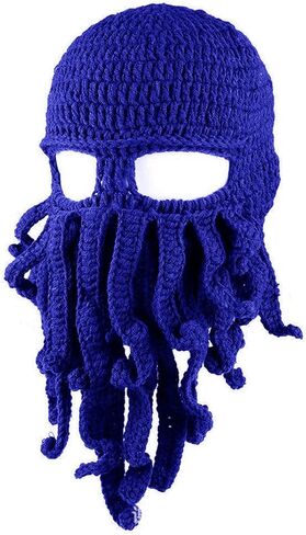 Octopus Kraken Hat, Beard Hat Winter Warm Funny Beanie Hat Face Mask in Saudi Arabia