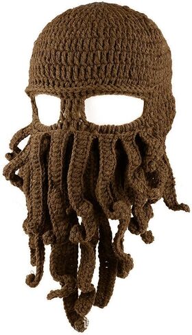 Octopus Kraken Hat, Beard Hat Winter Warm Funny Beanie Hat Face Mask in Saudi Arabia