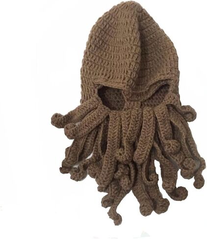 Octopus Kraken Hat, Beard Hat Winter Warm Funny Beanie Hat Face Mask in Saudi Arabia