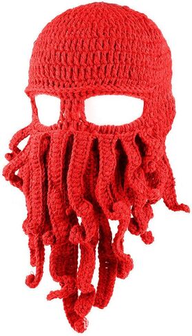Octopus Kraken Hat, Beard Hat Winter Warm Funny Beanie Hat Face Mask in Saudi Arabia