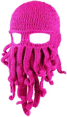 Octopus Kraken Hat, Beard Hat Winter Warm Funny Beanie Hat Face Mask in Saudi Arabia
