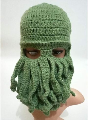 Octopus Kraken Hat, Beard Hat Winter Warm Funny Beanie Hat Face Mask in Saudi Arabia