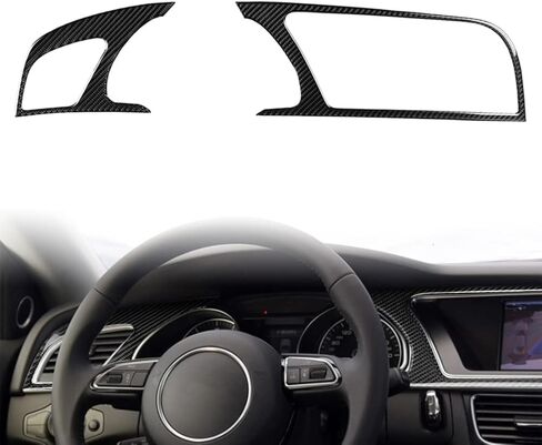 Cnthan7 2PCS Carbon Fiber Dash Board Instrument Panel Dashboard Frame Trim Cover Interior Decoration for Audi A5 RS5 S5, LHD in Kuwait