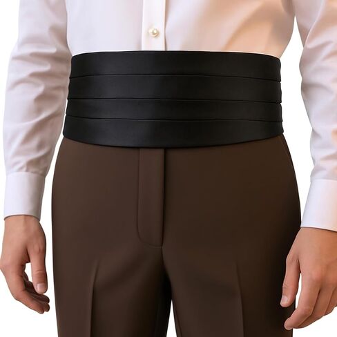 2Pcs Black Cummerbund Satin Cumberbund with Adjustable Band Solid Color Cummerbund for Men Tuxedo Parties Proms Weddings Halloween in Saudi Arabia