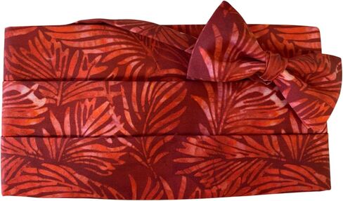 Red Hawaiian Leaves Tuxedo Cummerbund and Bow Tie in Saudi Arabia