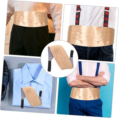 قابلة للتعديل ساتين cummerbund للرجال حزام سهرة أنيقة لحفلات الزفاف الأحداث المسائية المناسبات الرسمية تصميم فريد in Saudi Arabia