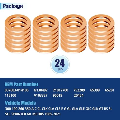 24Pcs Oil Drain Plug Gasket, Replace OEM#F5TZ-6734-BA Black Engine Oil Pan Drain Plug Seal, M14 Car Oil Drain Plug Washers Seal Gasket, Compatible with Ford Lincoln Mercury (M14) in Kuwait