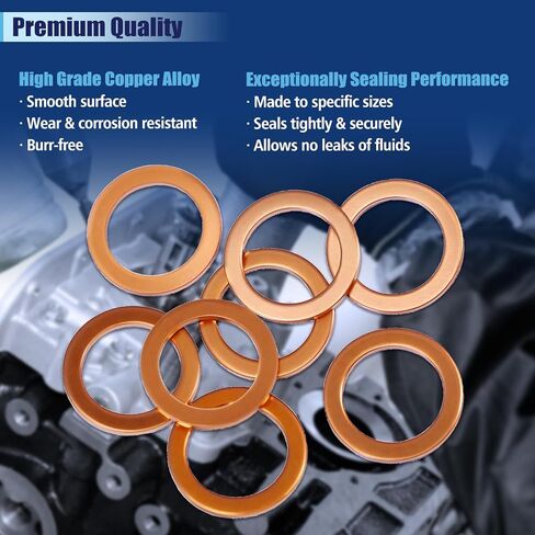 24Pcs Oil Drain Plug Gasket, Replace OEM#F5TZ-6734-BA Black Engine Oil Pan Drain Plug Seal, M14 Car Oil Drain Plug Washers Seal Gasket, Compatible with Ford Lincoln Mercury (M14) in Kuwait