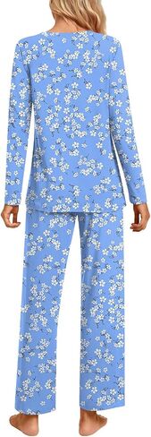 Syoss 2 قطعة مجموعات Pajama Fall Fall ، Long Sleeve Lounge Sleepwear Ladies PJS مجموعات مع جيوب in Kuwait
