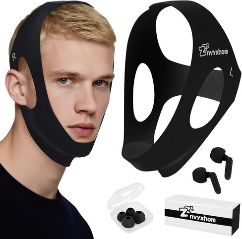 2 Pack Anti Snore Chin Strap for Sleeping, Jaw Tape Mouth Snoring Sleep Devices Stopper, Cpap Users Breathing Head Mouthpiece Solution to Keep Closed Mandibular Advancement Reducing Aids for Men Women in Kuwait