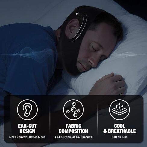 2 Pack Anti Snore Chin Strap for Sleeping, Jaw Tape Mouth Snoring Sleep Devices Stopper, Cpap Users Breathing Head Mouthpiece Solution to Keep Closed Mandibular Advancement Reducing Aids for Men Women in Kuwait