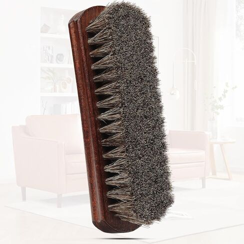 100% Horse Hair 7" Brush Premium Horsehair Shoe Brush Dauber Applicator for Daily Leather Shoe Boot Coat Purse Soft Horsehair with Curved Wood Handle for Grip Leather Shine Polish Dust Removal in Saudi Arabia