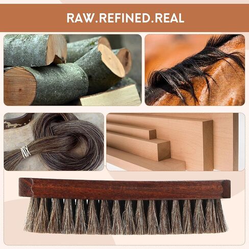 100% Horse Hair 7" Brush Premium Horsehair Shoe Brush Dauber Applicator for Daily Leather Shoe Boot Coat Purse Soft Horsehair with Curved Wood Handle for Grip Leather Shine Polish Dust Removal in Saudi Arabia