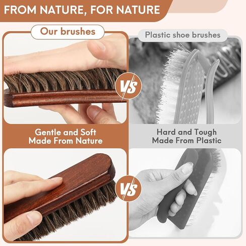 100% Horse Hair 7" Brush Premium Horsehair Shoe Brush Dauber Applicator for Daily Leather Shoe Boot Coat Purse Soft Horsehair with Curved Wood Handle for Grip Leather Shine Polish Dust Removal in Saudi Arabia