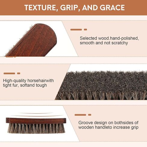 100% Horse Hair 7" Brush Premium Horsehair Shoe Brush Dauber Applicator for Daily Leather Shoe Boot Coat Purse Soft Horsehair with Curved Wood Handle for Grip Leather Shine Polish Dust Removal in Saudi Arabia