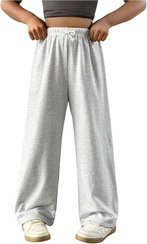 Girl's Sweatpants Drawstring Waist Wide Leg Pants Casual Athletic Trousers in Saudi Arabia