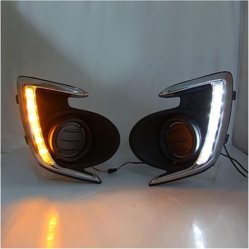 LED DRL Daytime Running Light Front Fog Lamp with Turn Signal Assembly Accessories Compatible With Mitsubishi Mirage G4 2017 2018 2019, White in Saudi Arabia