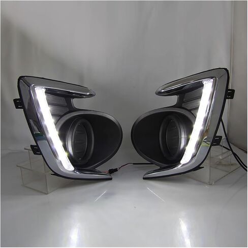 LED DRL Daytime Running Light Front Fog Lamp with Turn Signal Assembly Accessories Compatible With Mitsubishi Mirage G4 2017 2018 2019, White in Saudi Arabia