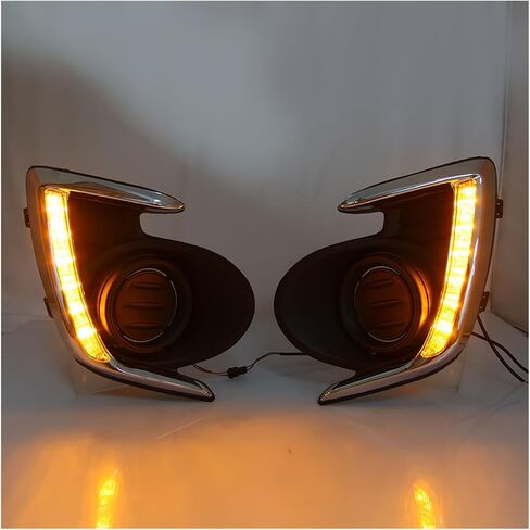 LED DRL Daytime Running Light Front Fog Lamp with Turn Signal Assembly Accessories Compatible With Mitsubishi Mirage G4 2017 2018 2019, White in Saudi Arabia