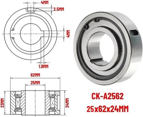1PCS CK-A2562 25x62x24mm طريقة واحدة القابض تحمل القابض المتجاوز CK-A سلسلة Sprag Type One Way Freewheel Cluting محمل in Saudi Arabia