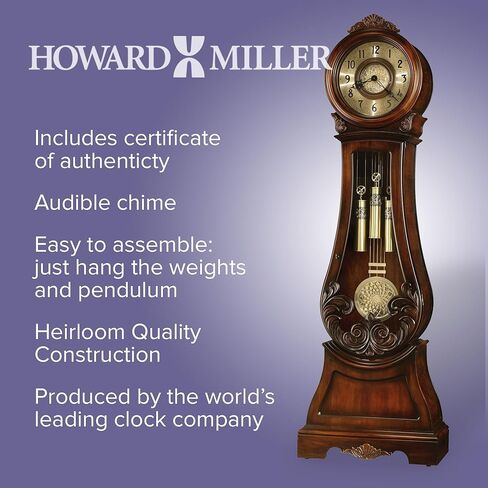 Howard Miller Diana Floor Clock ، السفارة الانتهاء من الإطار الخفيف الأمامي الزجاجي ، والأرقام العربية الساتان الساتان مع حركة واحدة الرائحة ، وساعة مثالية لغرفة النوم وغرفة المعيشة والمكتب in Kuwait