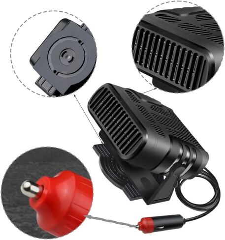 Machswon Car Windshield Defroster ، 1 PC 12V Auto Portable 360 ​​° قابس محمول قابل للتعديل في 2-في 1-التدفئة والتبريد ، متوافق مع سيارات الدفع الرباعي ، الشاحنات ، الشاحنات ، السيارات ، RV in Kuwait