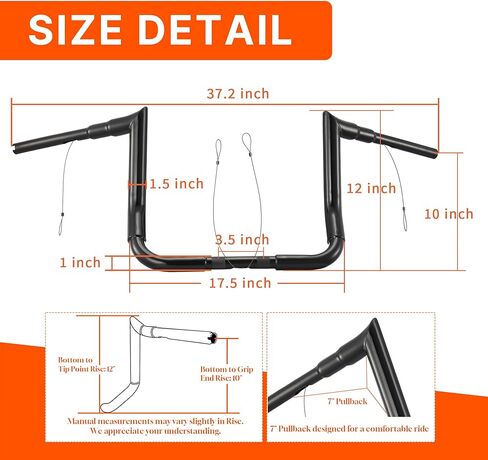 10" Rise Ape Hangers 1-1/2" Bagger Handlebars for Harley 1996-2023 Street Glide FLHX/Electra Glide FLHT/Ultra Limited FLHTK/Tri-Glide FLHTCUTG Models, Chrome in Kuwait