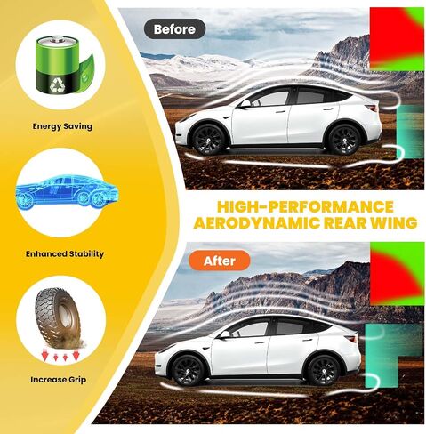 مفسد الجناح يناسب 2020-2024 Tesla Model Y ، إكسسوارات ABS الخلفية ABS ABS (أسود غير لامع) in Kuwait
