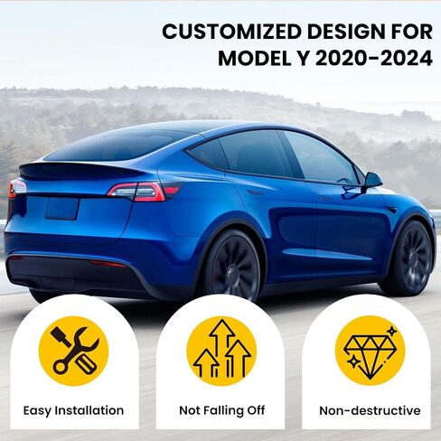 مفسد الجناح يناسب 2020-2024 Tesla Model Y ، إكسسوارات ABS الخلفية ABS ABS (أسود غير لامع) in Kuwait
