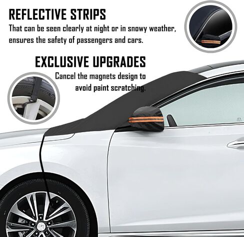 Windshield Cover for Cars, Trucks, Vans - 86x50 Inch Waterproof All Weather Winter Snow Frost Ice Sun Shade Cover with Side Mirror Covers, Automotive Exterior Accessories in Saudi Arabia