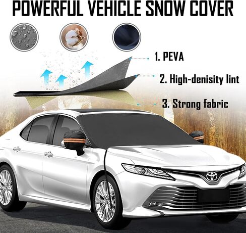 Windshield Cover for Cars, Trucks, Vans - 86x50 Inch Waterproof All Weather Winter Snow Frost Ice Sun Shade Cover with Side Mirror Covers, Automotive Exterior Accessories in Saudi Arabia