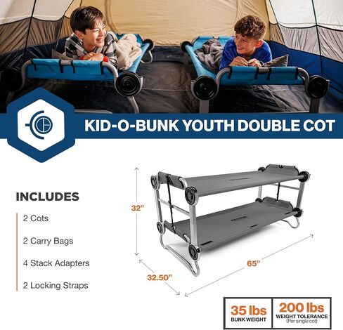 قرص O-Bed Kid-O-Bunk مع منظمين جانبيين، أسود in Kuwait