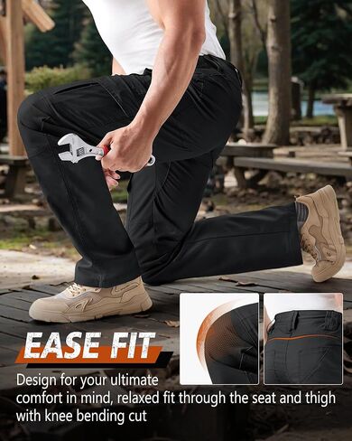 IGOLUMON Men's Stretch Tactical Pants, Ripstop Cargo Pants Outdoor Lightweight EDC Hiking Work Pants with 10 Pockets in Kuwait