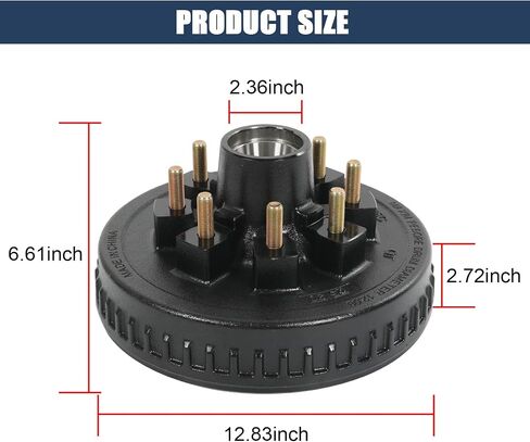 12 "× 2" مجموعة طبل الفرامل المقطورة 8 في 6.5 "قبل الميلاد للمحاور 7000 رطل ، 25580/14125A مجموعة أسطوانة فرامل مقطورة مع 9/16" studs- 22050k 008-219-04 in Kuwait