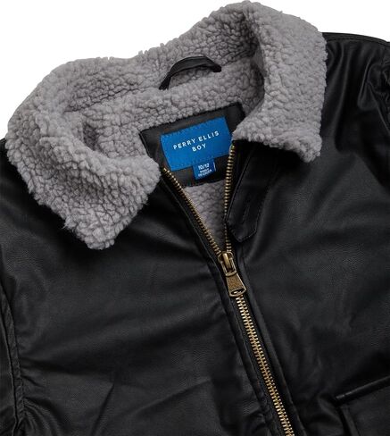 Perry Ellis Boys Bomber Jacket - Lightweight Insulated Faux Memory Windbreaker Jacket for Boys with Cozy Sherpa Collar (8-18) in Saudi Arabia