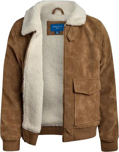 Perry Ellis Boys Bomber Jacket - Lightweight Insulated Faux Memory Windbreaker Jacket for Boys with Cozy Sherpa Collar (8-18) in Kuwait