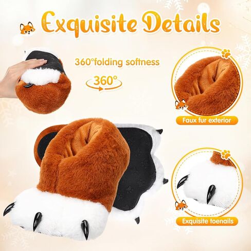 Cosplay Animal Paw Slippers Cat Bear Panda Wolf Dog Fox Feet Claw Shoes Furry Boots for Adults Costume Accessories in Kuwait